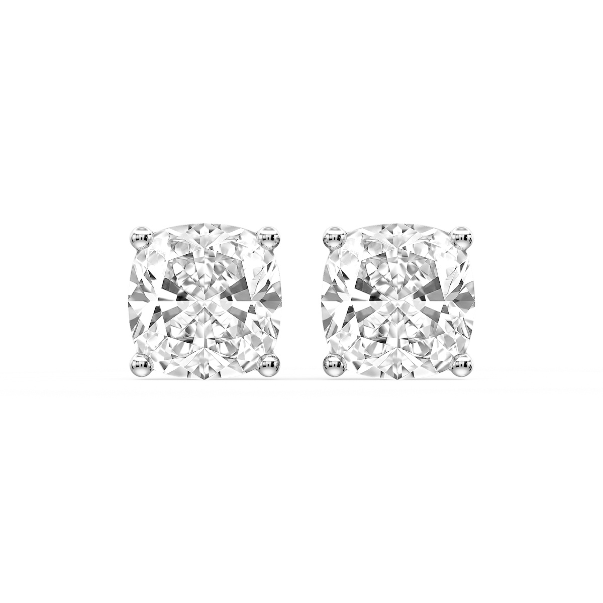 Cushion Certified Lab Grown Diamond Classic Four Prong Guardian Back Stud Earrings