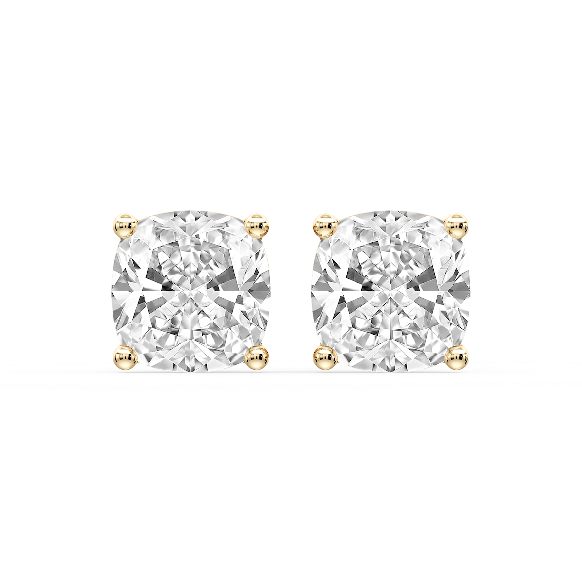 Cushion Certified Lab Grown Diamond Classic Four Prong Guardian Back Stud Earrings