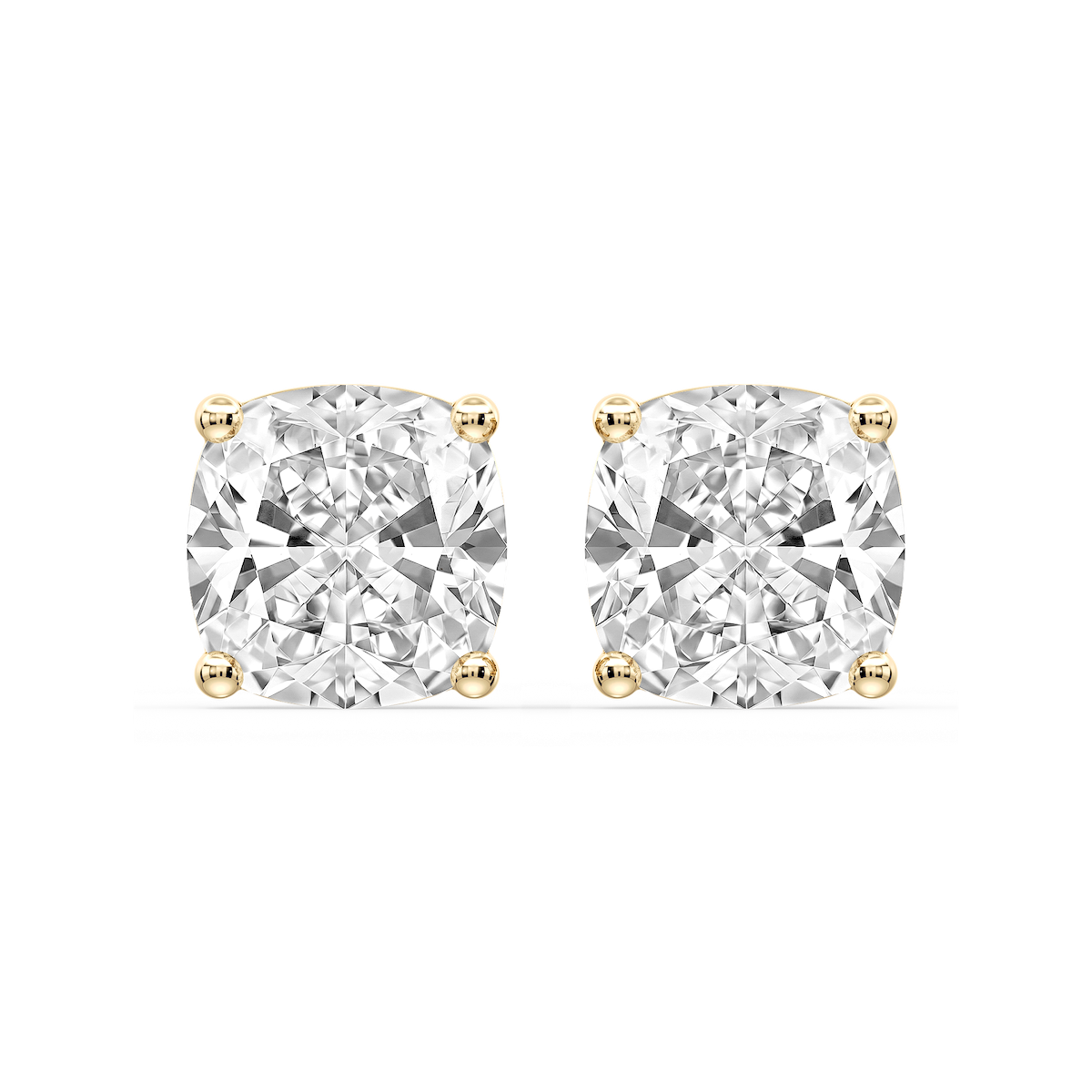 Cushion Certified Lab Grown Diamond Classic Four Prong Guardian Back Stud Earrings