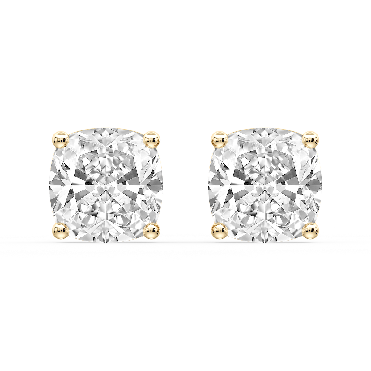 Cushion Certified Lab Grown Diamond Classic Four Prong Guardian Back Stud Earrings
