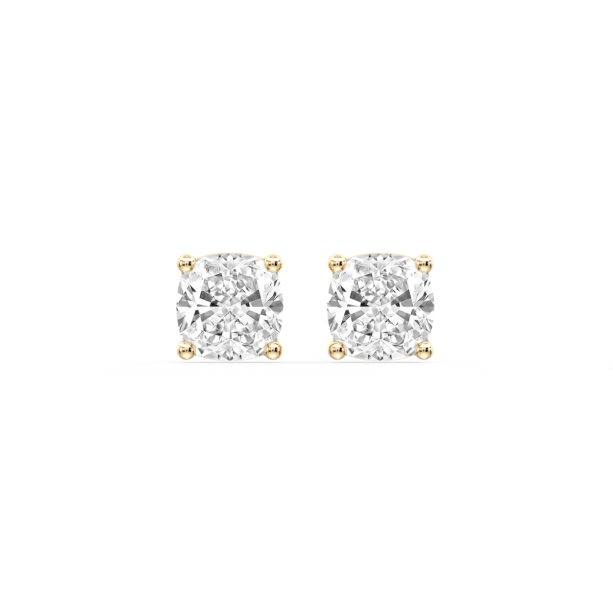 Cushion Certified Lab Grown Diamond Classic Four Prong Guardian Back Stud Earrings
