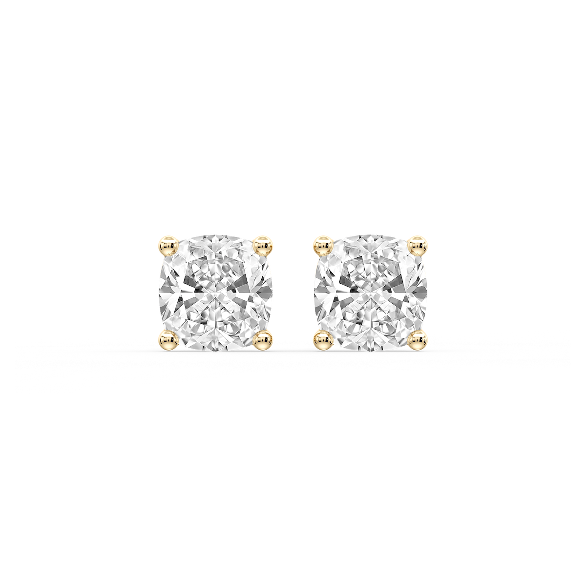 Cushion Certified Lab Grown Diamond Classic Four Prong Guardian Back Stud Earrings