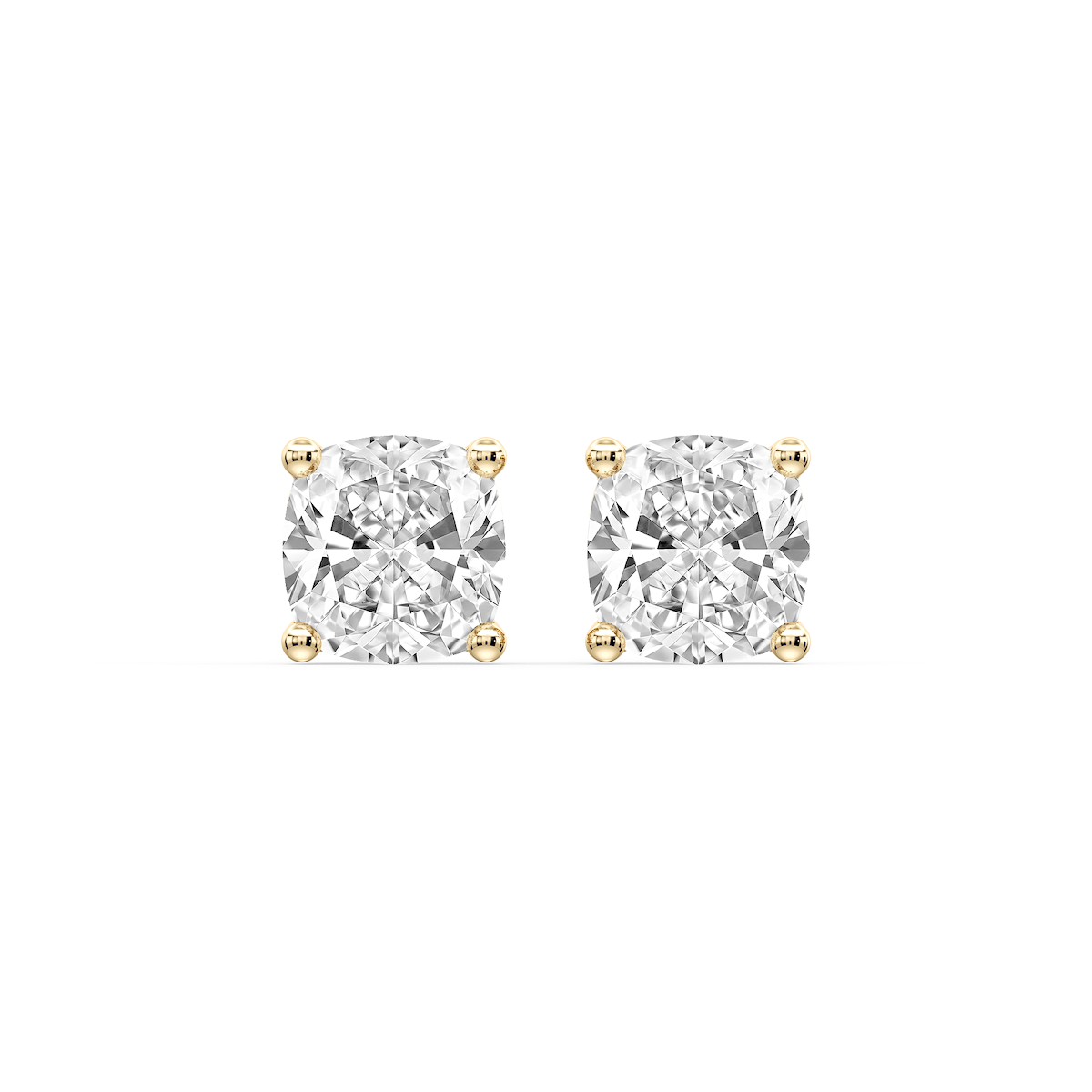 Cushion Certified Lab Grown Diamond Classic Four Prong Guardian Back Stud Earrings