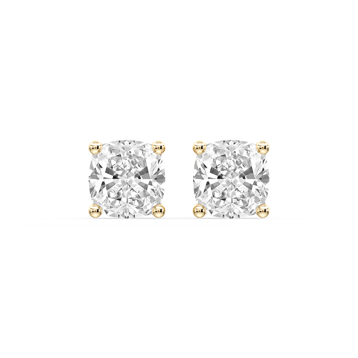 Cushion Certified Lab Grown Diamond Classic Four Prong Guardian Back Stud Earrings