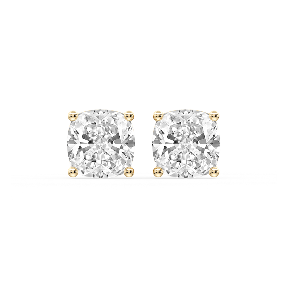 Cushion Certified Lab Grown Diamond Classic Four Prong Guardian Back Stud Earrings