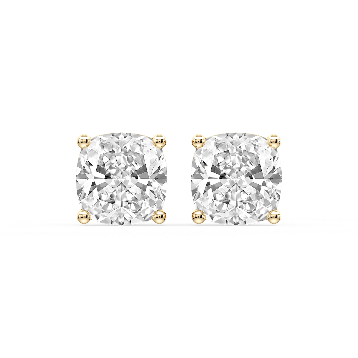 Cushion Certified Lab Grown Diamond Classic Four Prong Guardian Back Stud Earrings