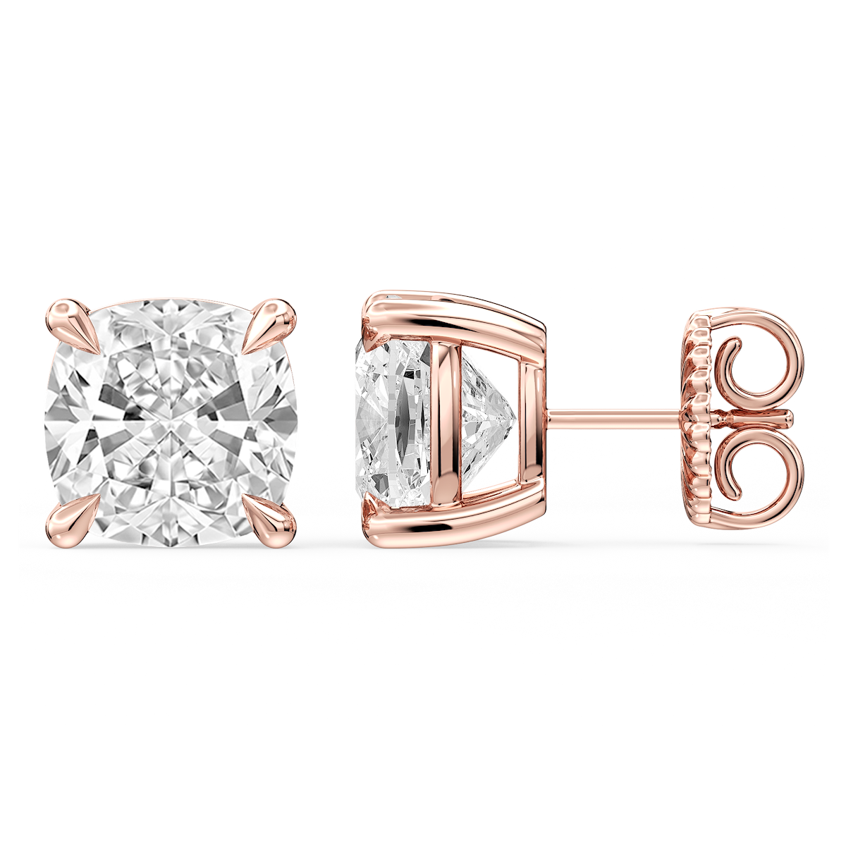 Cushion Certified Lab Grown Diamond Claw Prong Stud Earrings