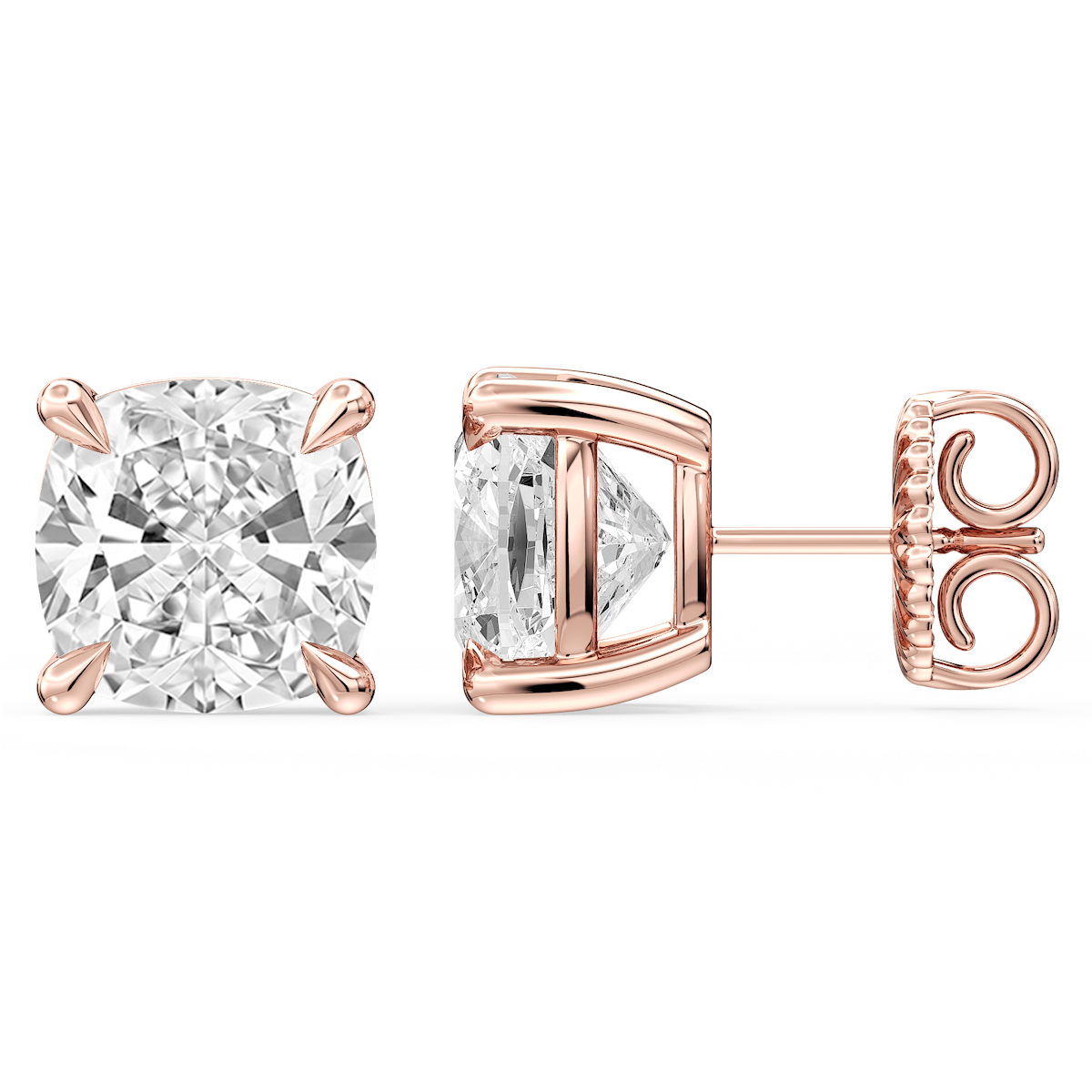 Cushion Certified Lab Grown Diamond Claw Prong Stud Earrings