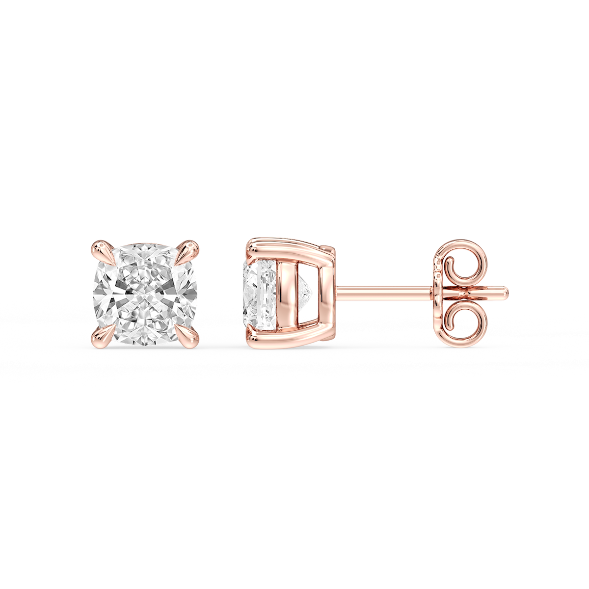Cushion Certified Lab Grown Diamond Claw Prong Stud Earrings