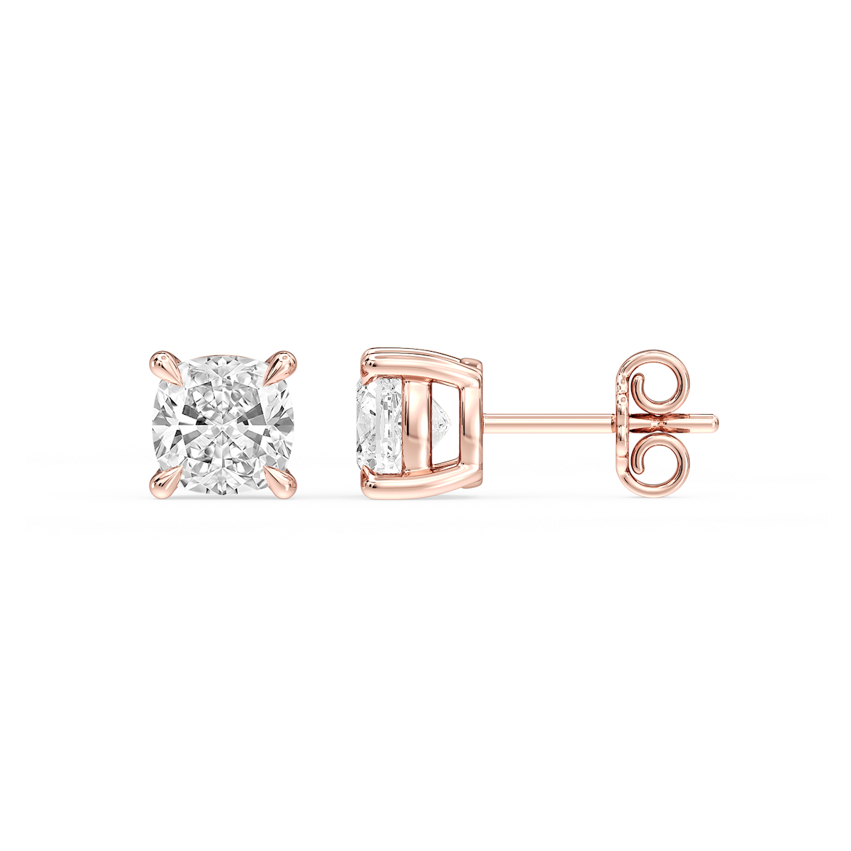 Cushion Certified Lab Grown Diamond Claw Prong Stud Earrings