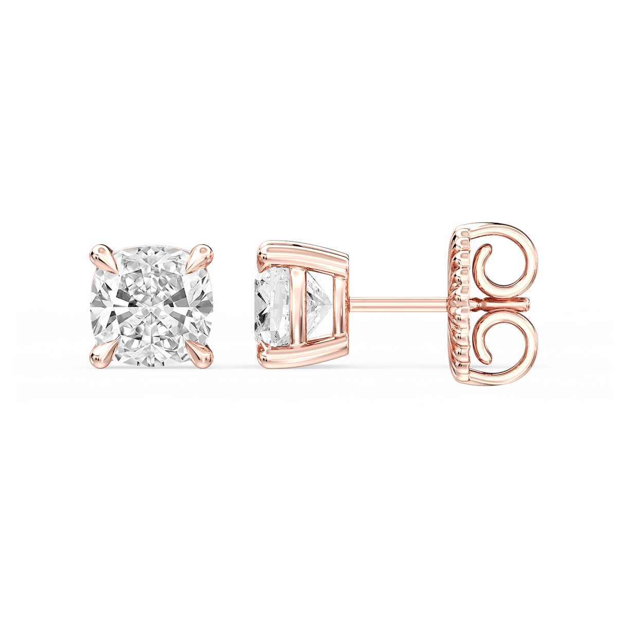 Cushion Certified Lab Grown Diamond Claw Prong Stud Earrings