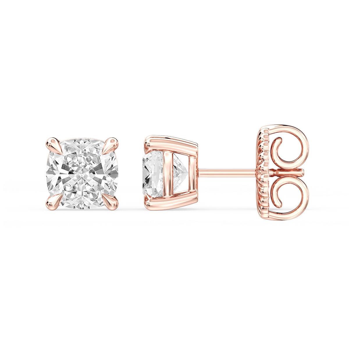 Cushion Certified Lab Grown Diamond Claw Prong Stud Earrings