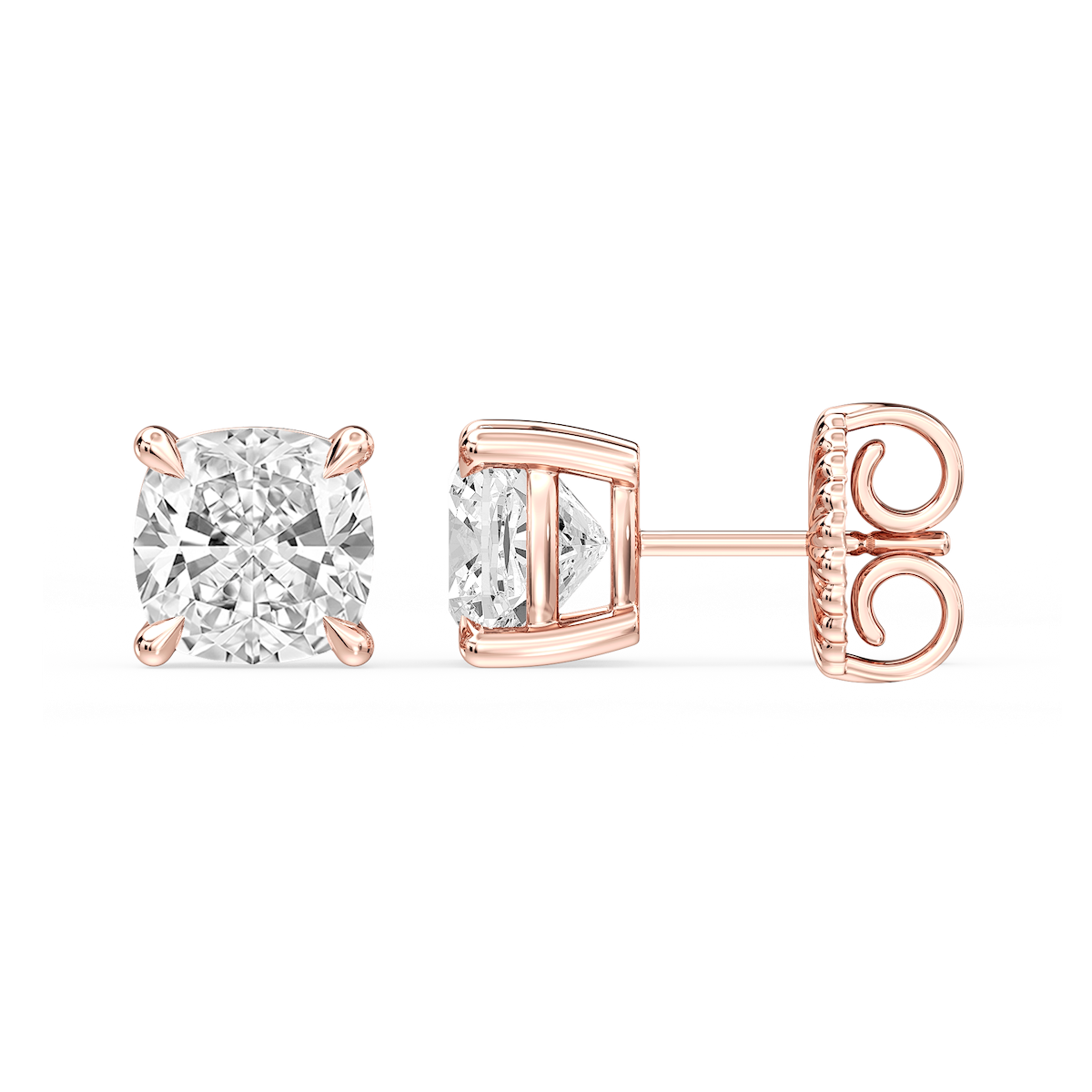 Cushion Certified Lab Grown Diamond Claw Prong Stud Earrings