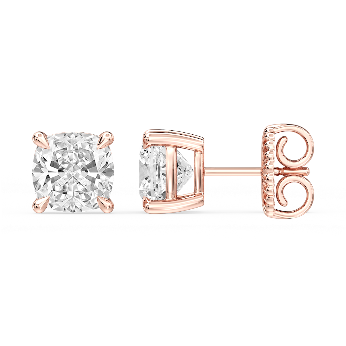 Cushion Certified Lab Grown Diamond Claw Prong Stud Earrings