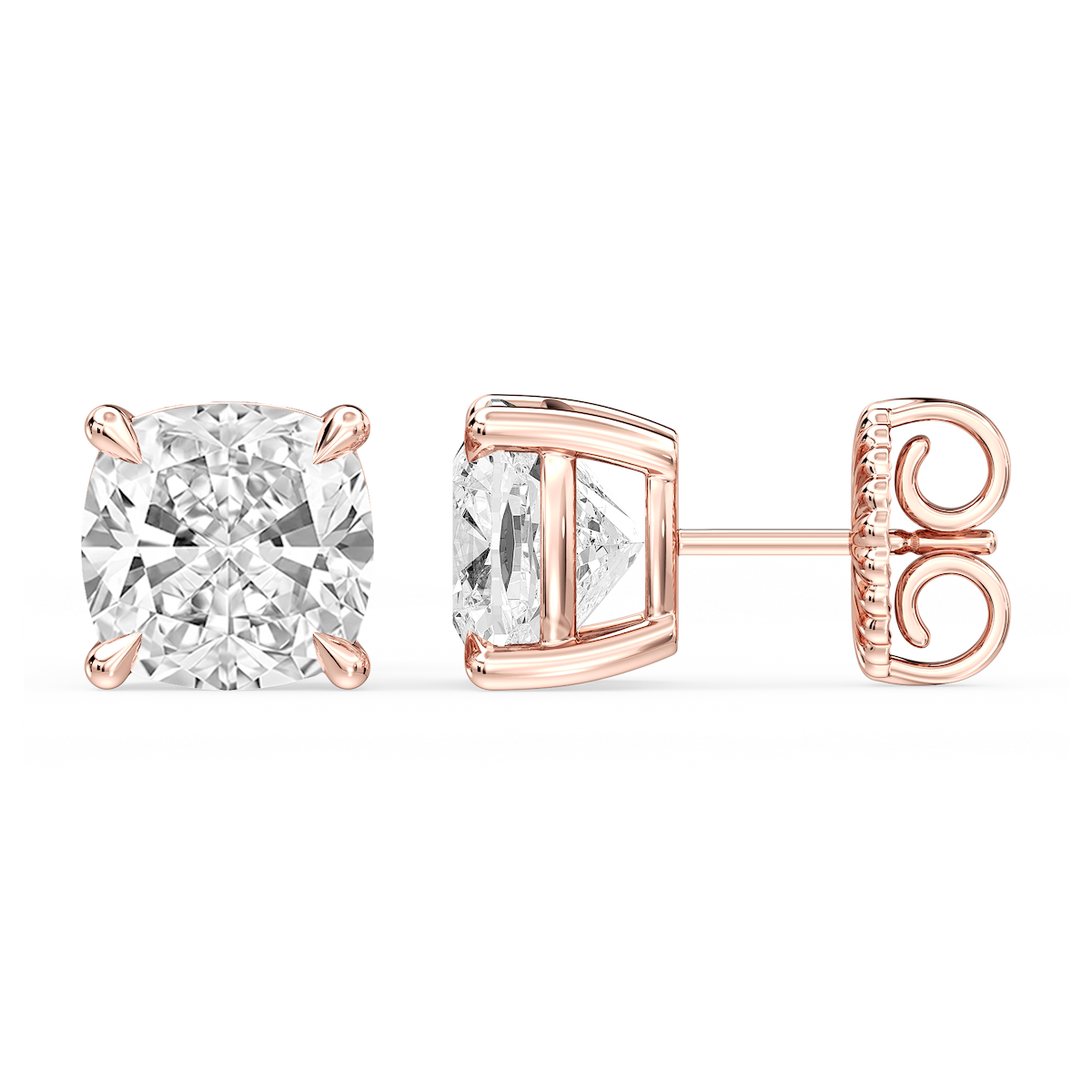 Cushion Certified Lab Grown Diamond Claw Prong Stud Earrings