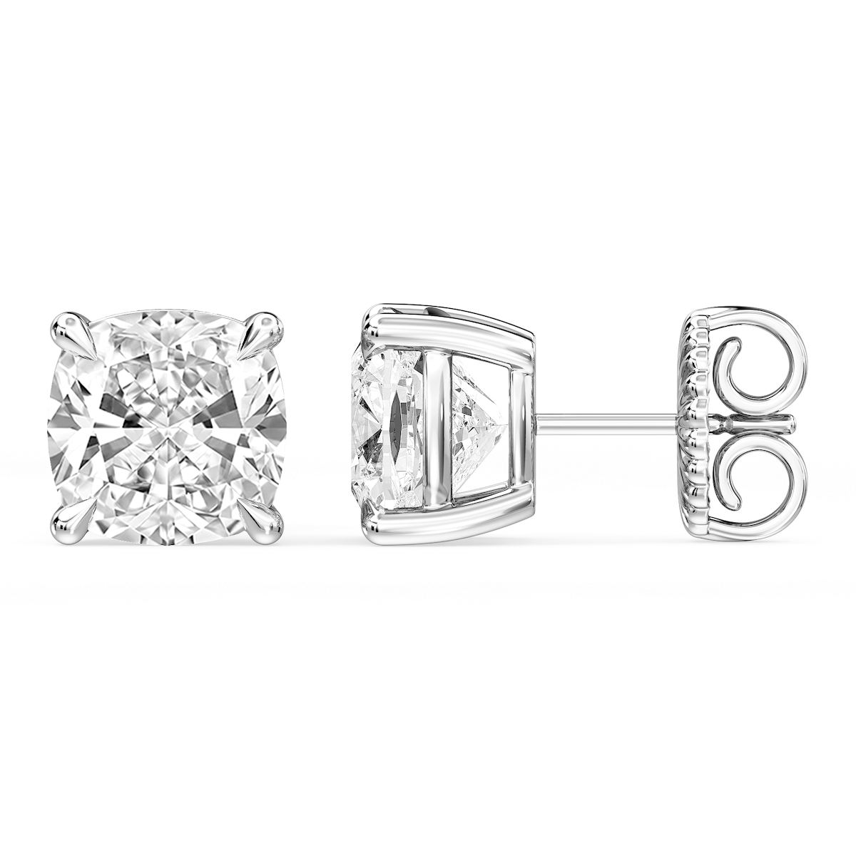 Cushion Certified Lab Grown Diamond Claw Prong Stud Earrings