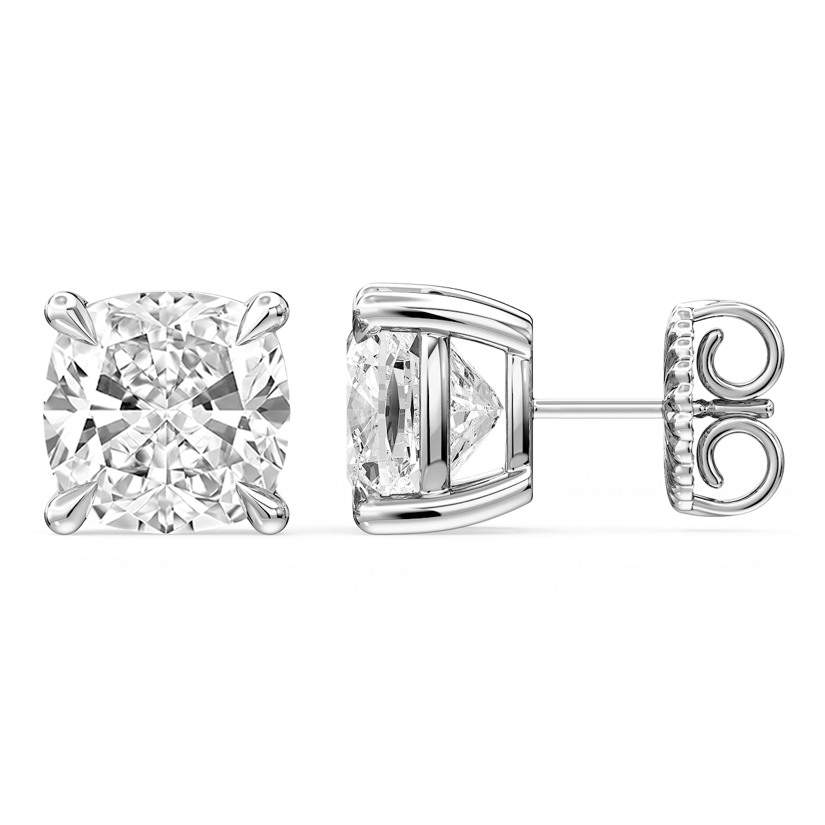 Cushion Certified Lab Grown Diamond Claw Prong Stud Earrings