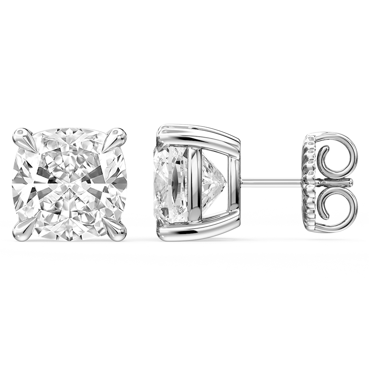 Cushion Certified Lab Grown Diamond Claw Prong Stud Earrings