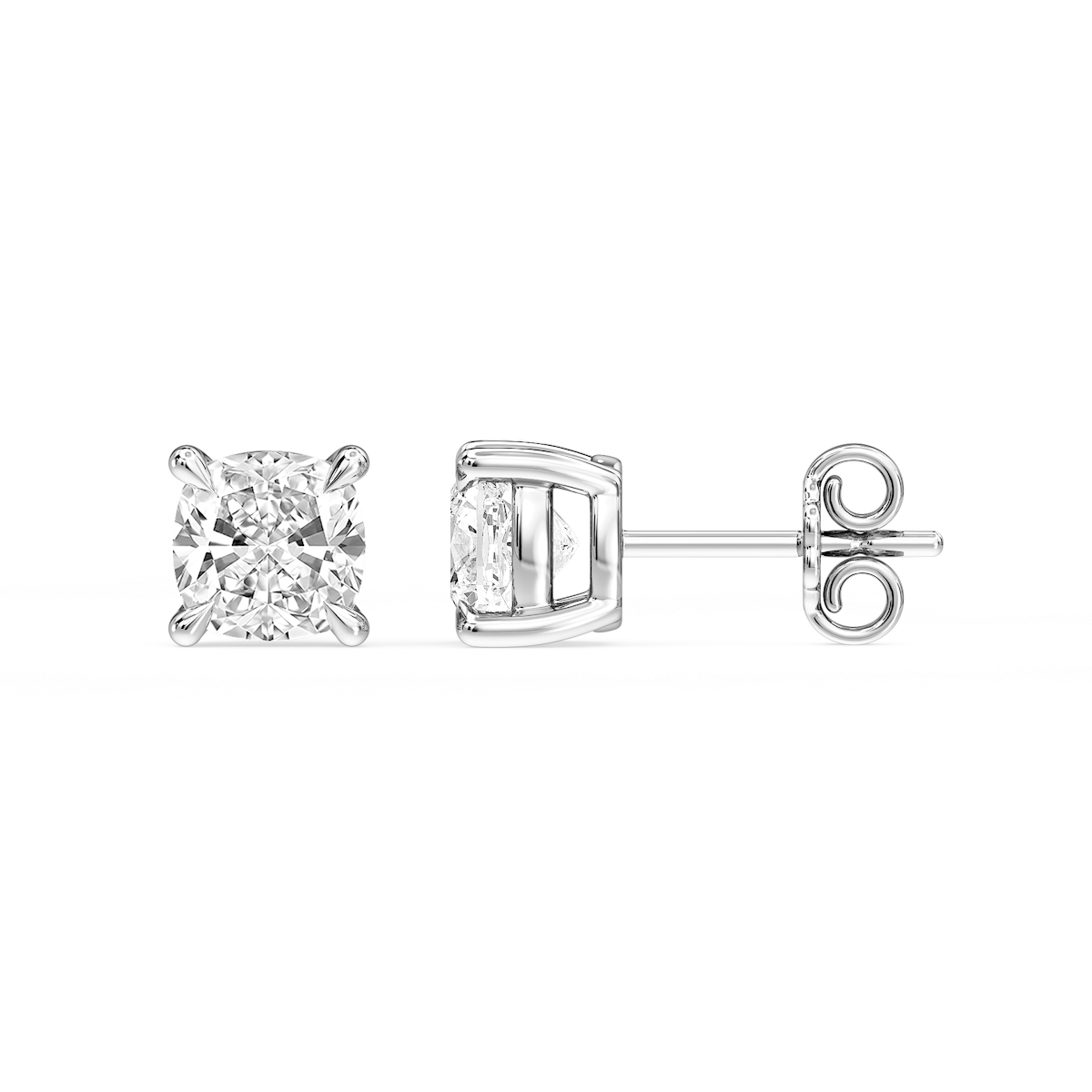 Cushion Certified Lab Grown Diamond Claw Prong Stud Earrings