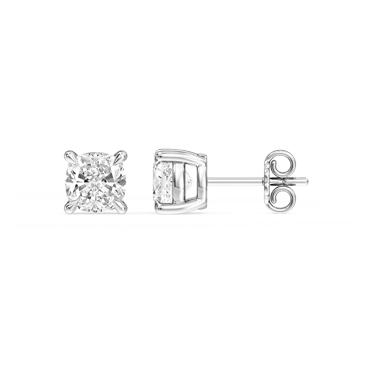 Cushion Certified Lab Grown Diamond Claw Prong Stud Earrings