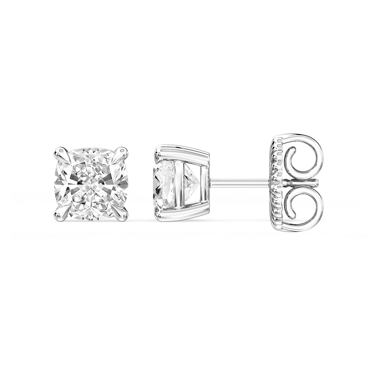 Cushion Certified Lab Grown Diamond Claw Prong Stud Earrings