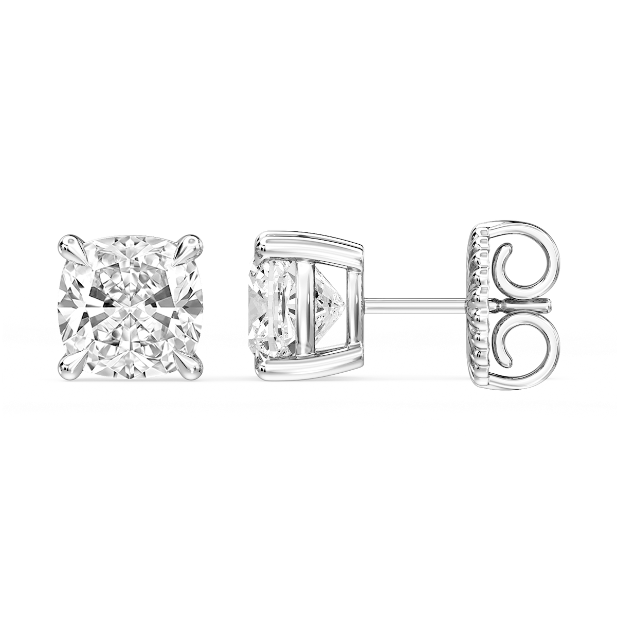 Cushion Certified Lab Grown Diamond Claw Prong Stud Earrings