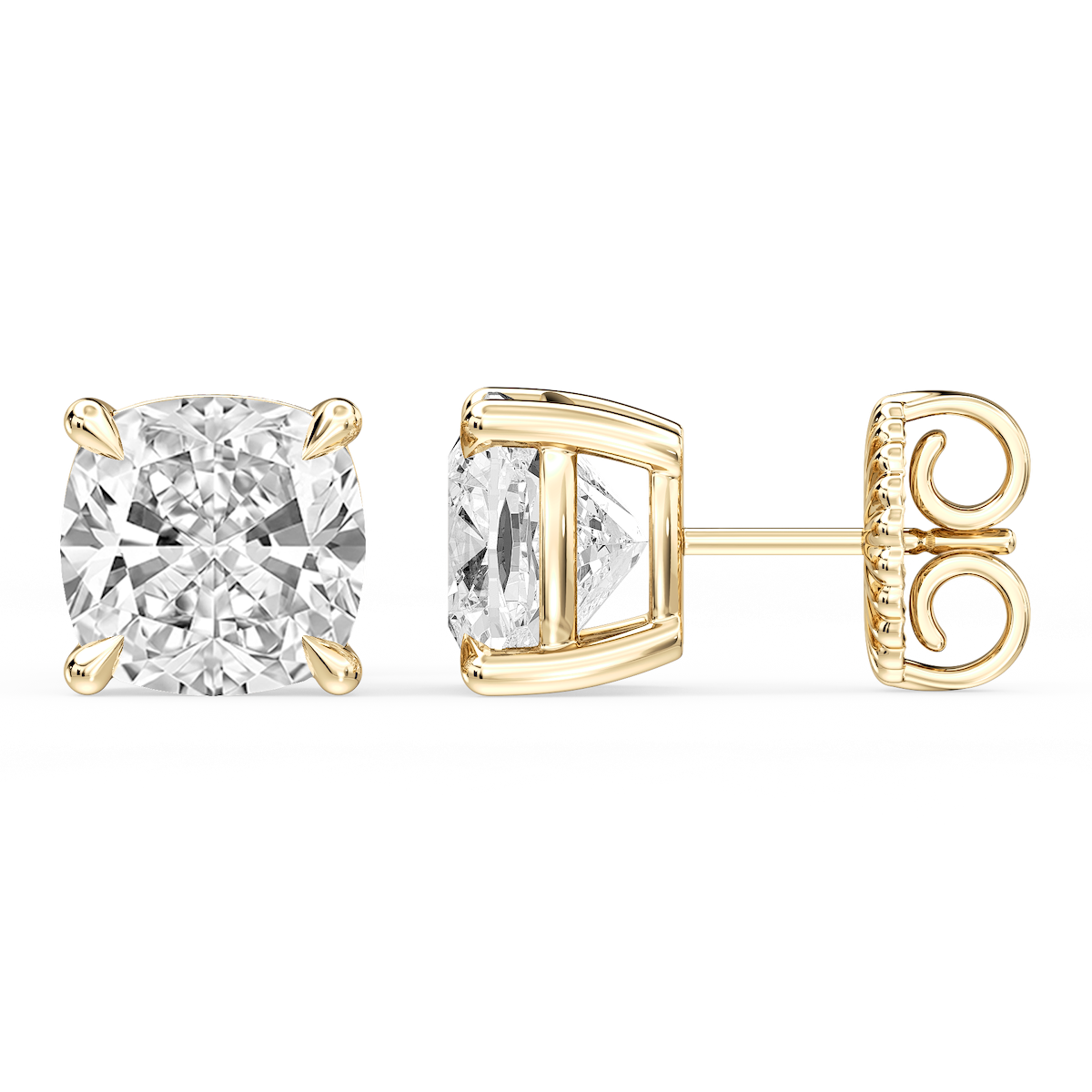 Cushion Certified Lab Grown Diamond Claw Prong Stud Earrings