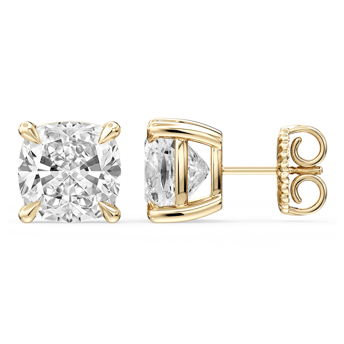 Cushion Certified Lab Grown Diamond Claw Prong Stud Earrings