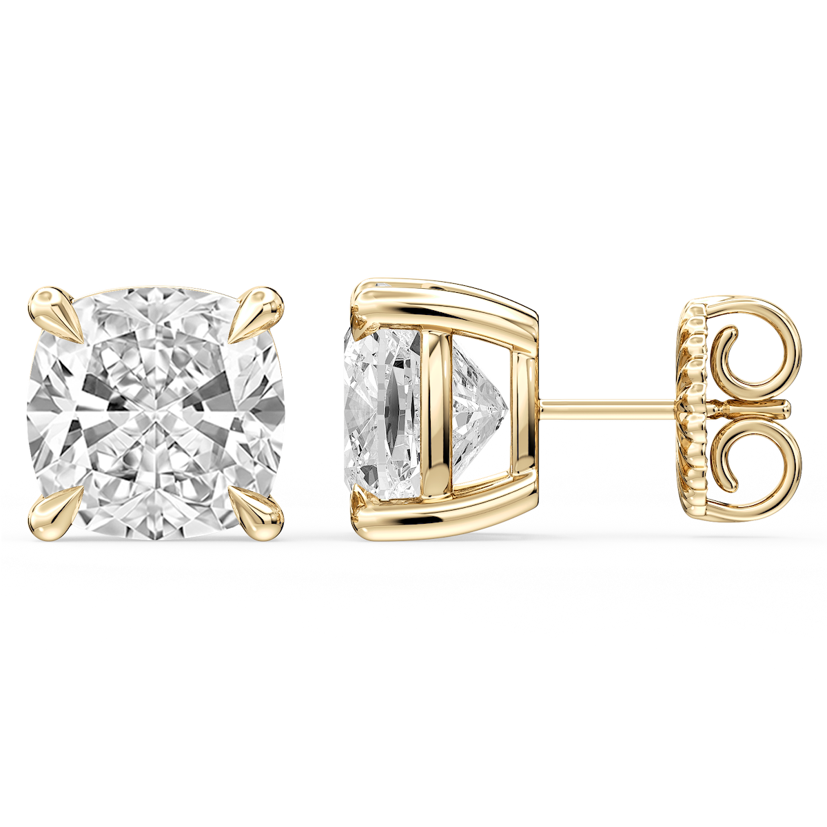 Cushion Certified Lab Grown Diamond Claw Prong Stud Earrings