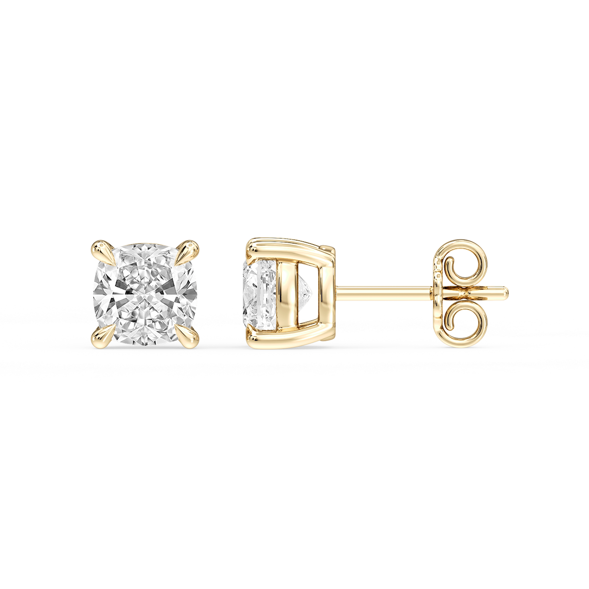 Cushion Certified Lab Grown Diamond Claw Prong Stud Earrings