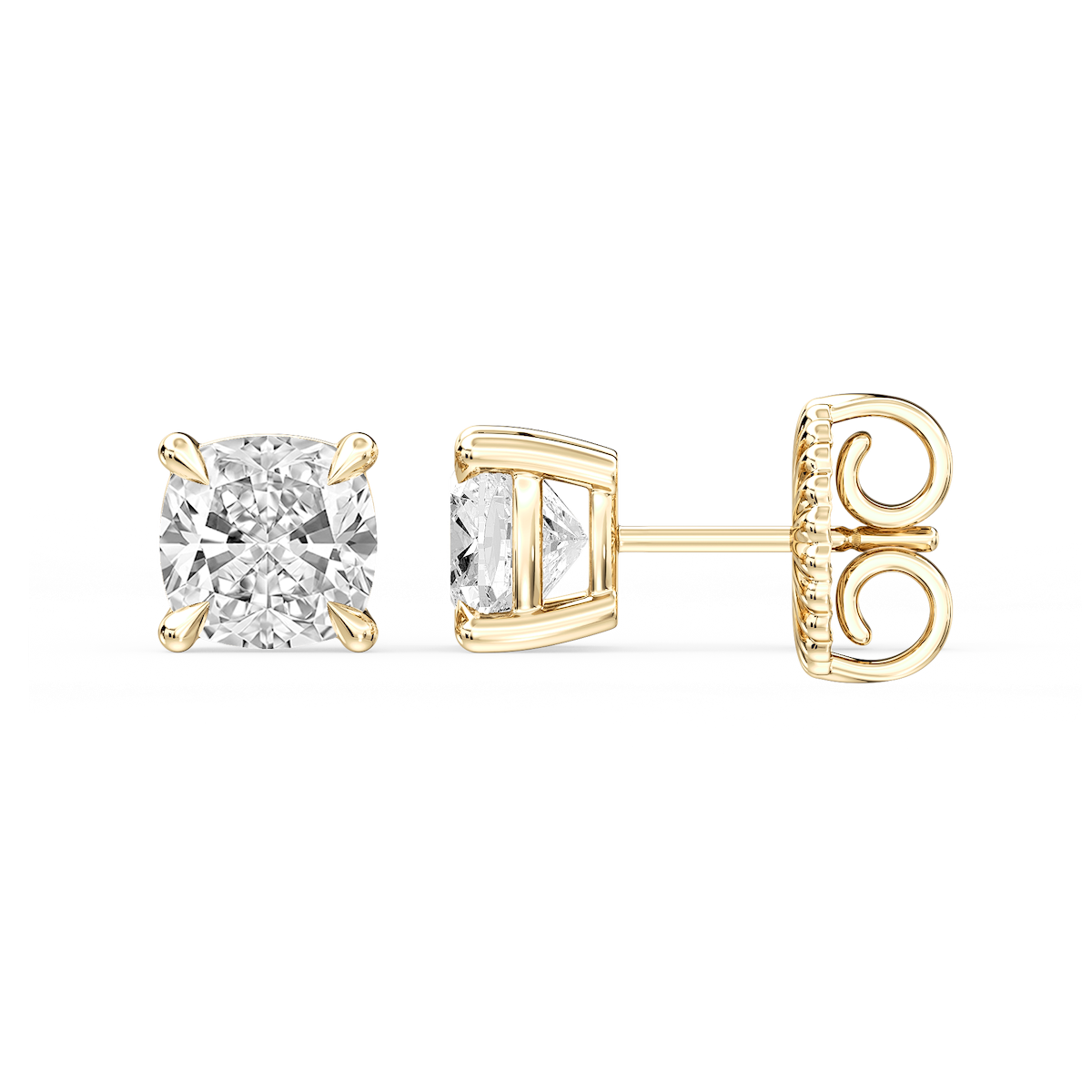 Cushion Certified Lab Grown Diamond Claw Prong Stud Earrings