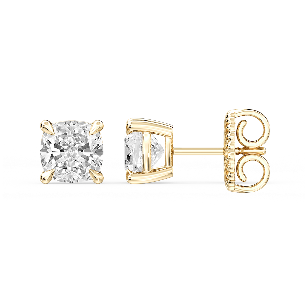 Cushion Certified Lab Grown Diamond Claw Prong Stud Earrings