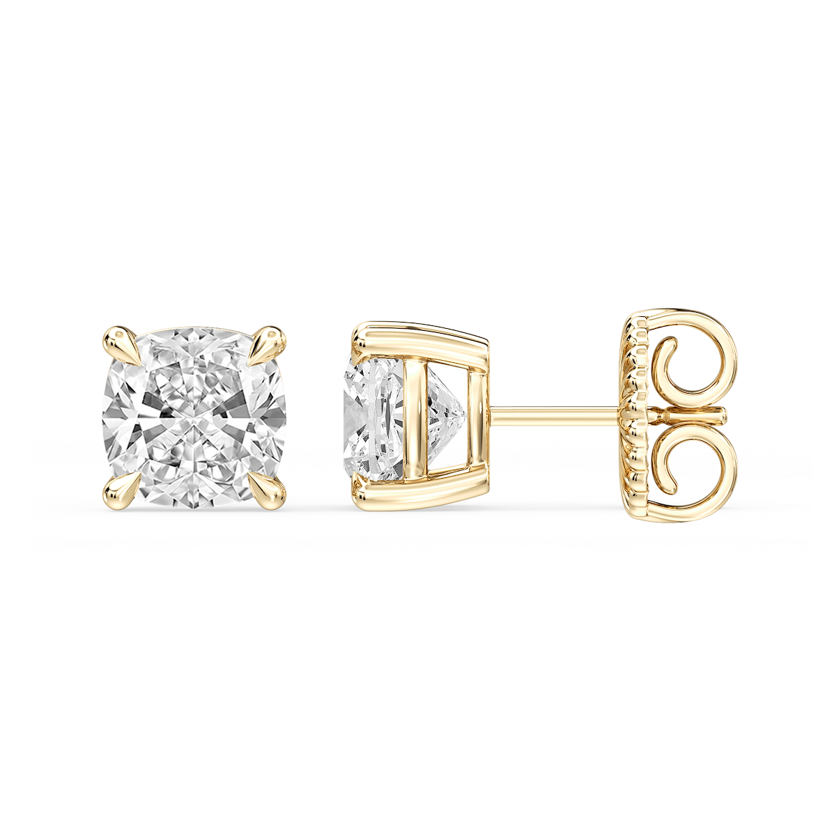 Cushion Certified Lab Grown Diamond Claw Prong Stud Earrings