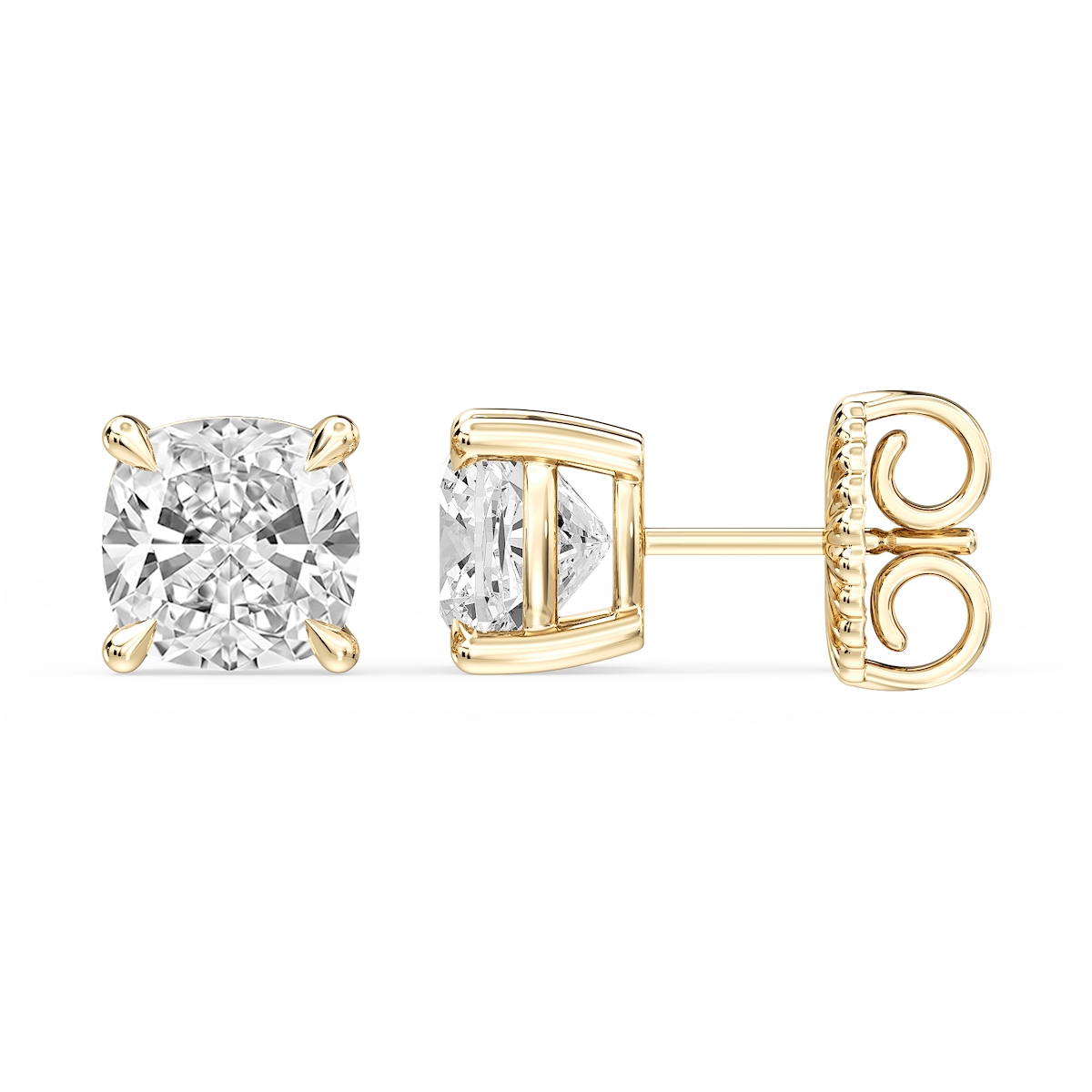 Cushion Certified Lab Grown Diamond Claw Prong Stud Earrings