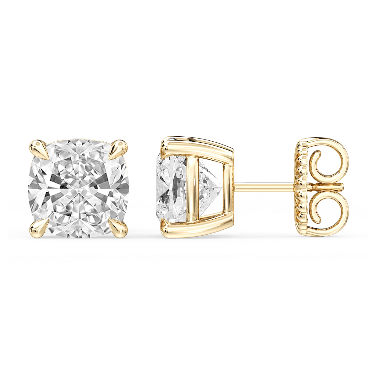 Cushion Certified Lab Grown Diamond Claw Prong Stud Earrings