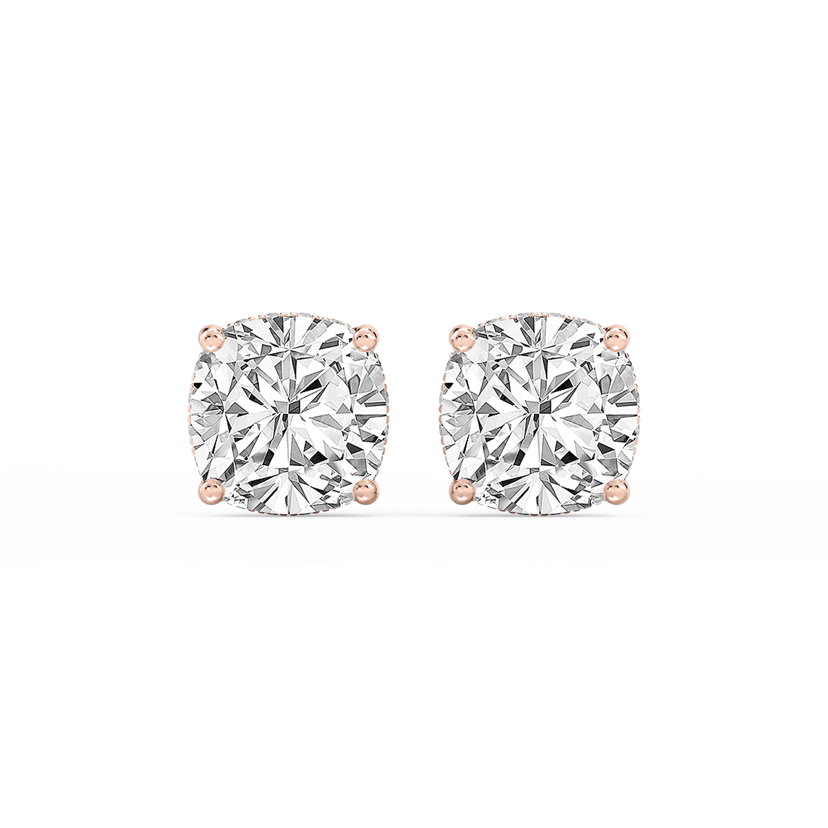 Cushion Lab Grown Diamond Hidden Halo Stud Earrings