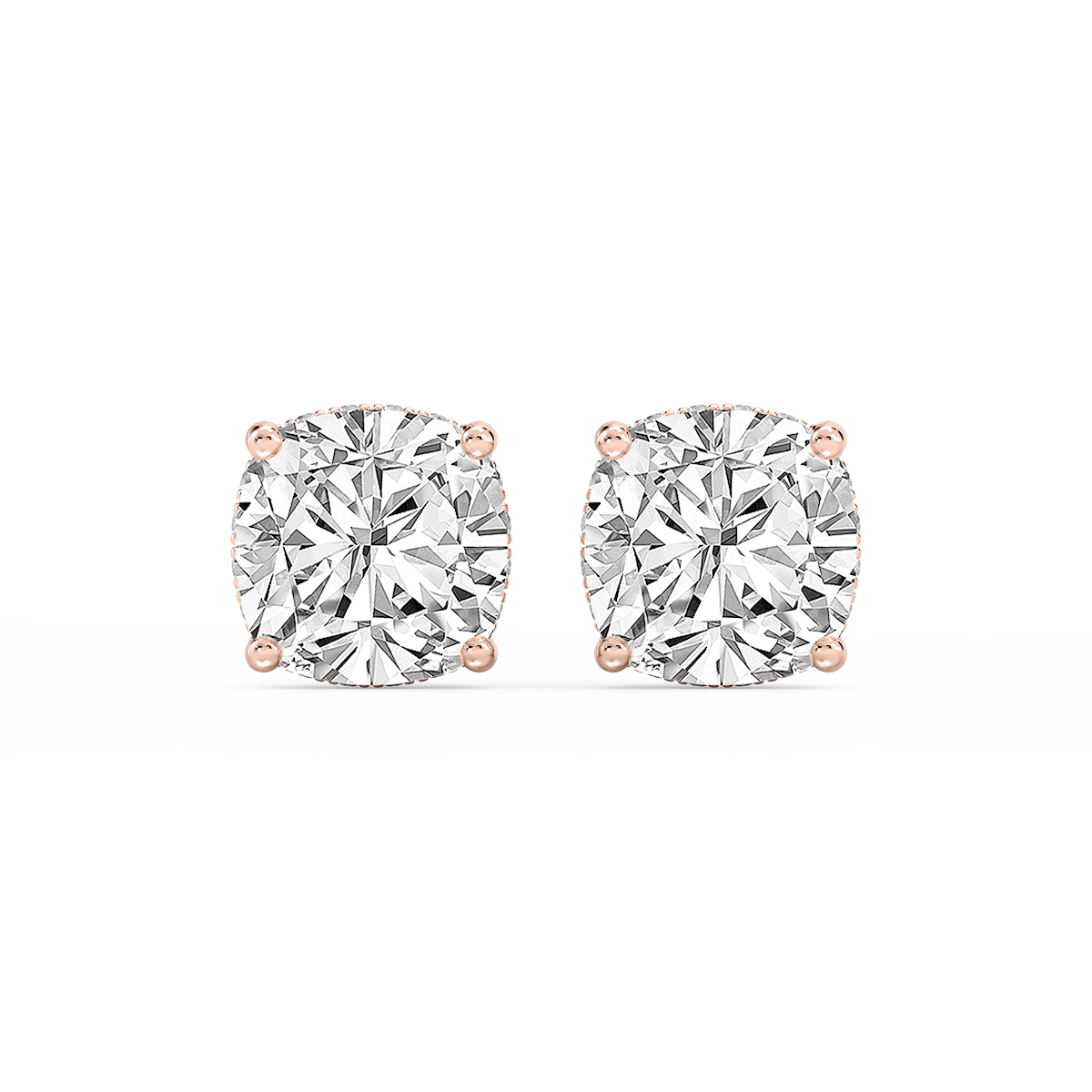 Cushion Lab Grown Diamond Hidden Halo Stud Earrings