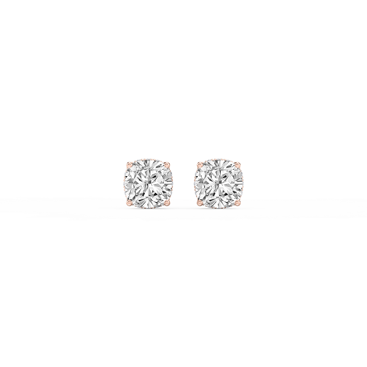 Cushion Lab Grown Diamond Hidden Halo Stud Earrings
