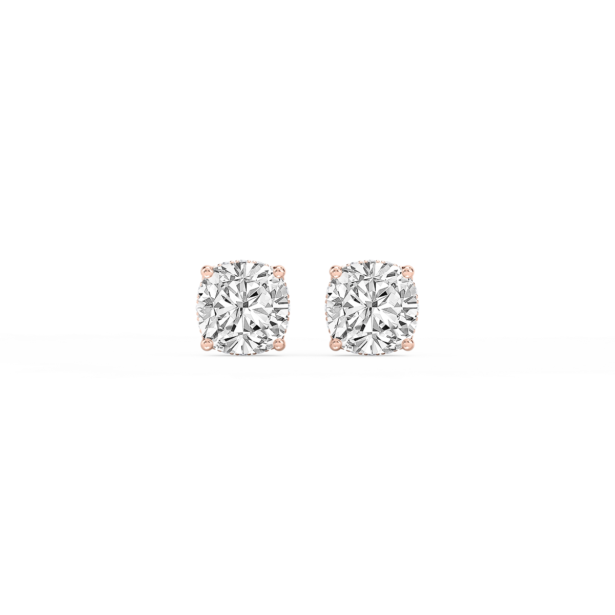 Cushion Lab Grown Diamond Hidden Halo Stud Earrings