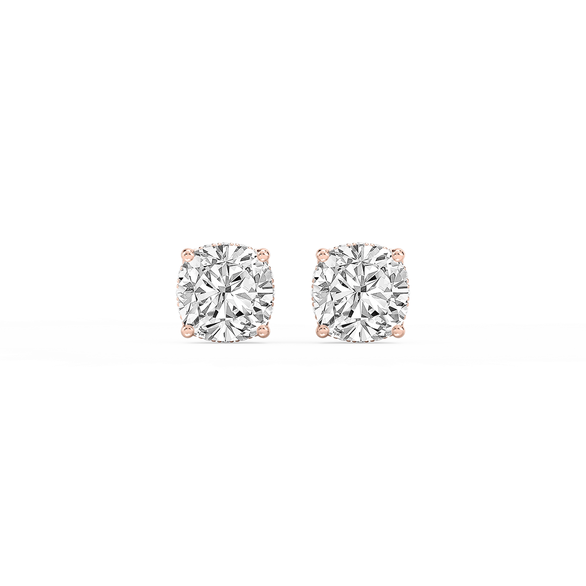 Cushion Lab Grown Diamond Hidden Halo Stud Earrings