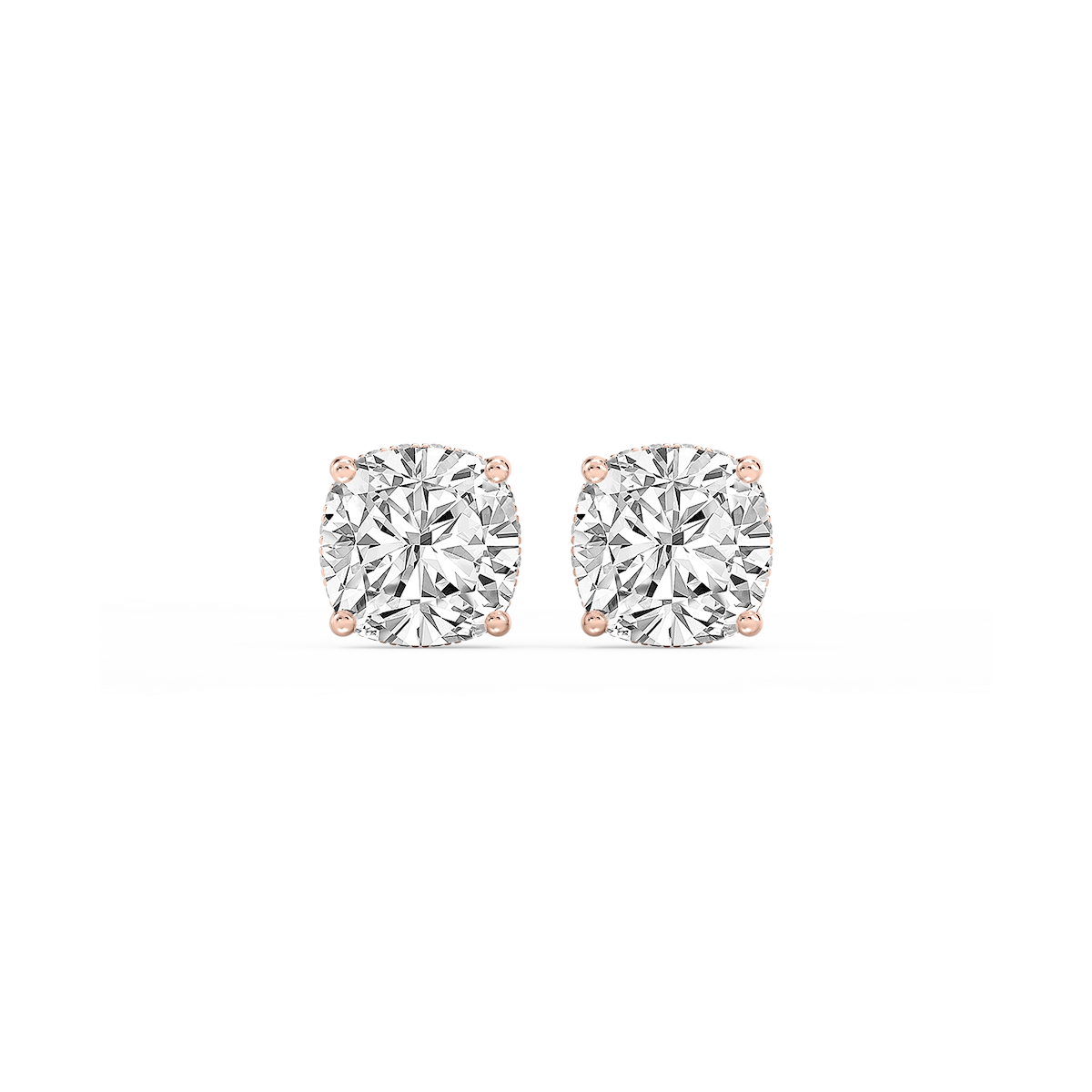 Cushion Lab Grown Diamond Hidden Halo Stud Earrings