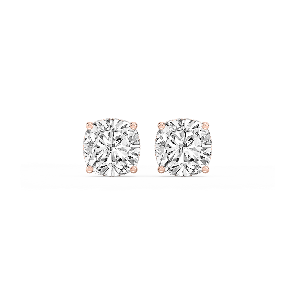 Cushion Lab Grown Diamond Hidden Halo Stud Earrings