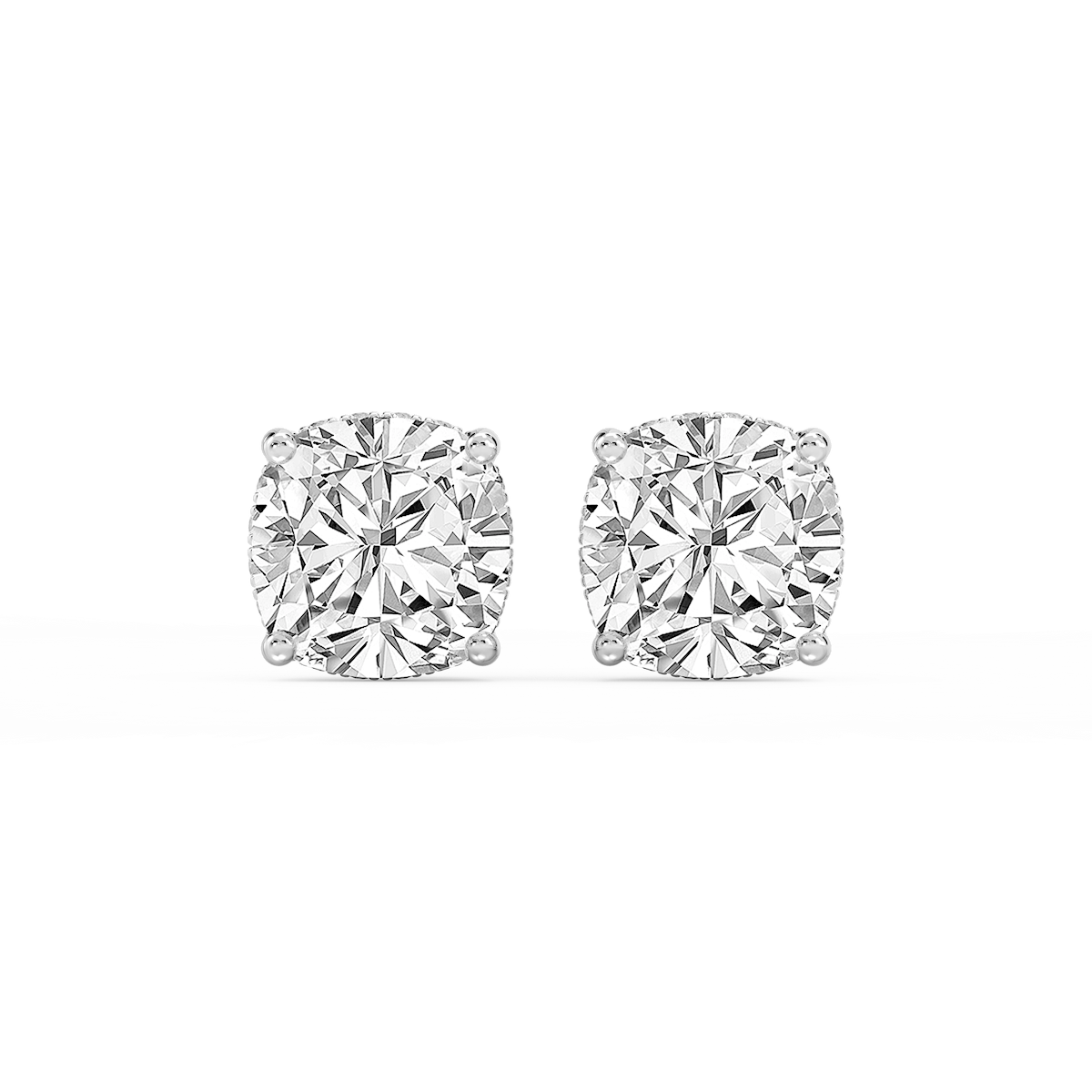 Cushion Lab Grown Diamond Hidden Halo Stud Earrings