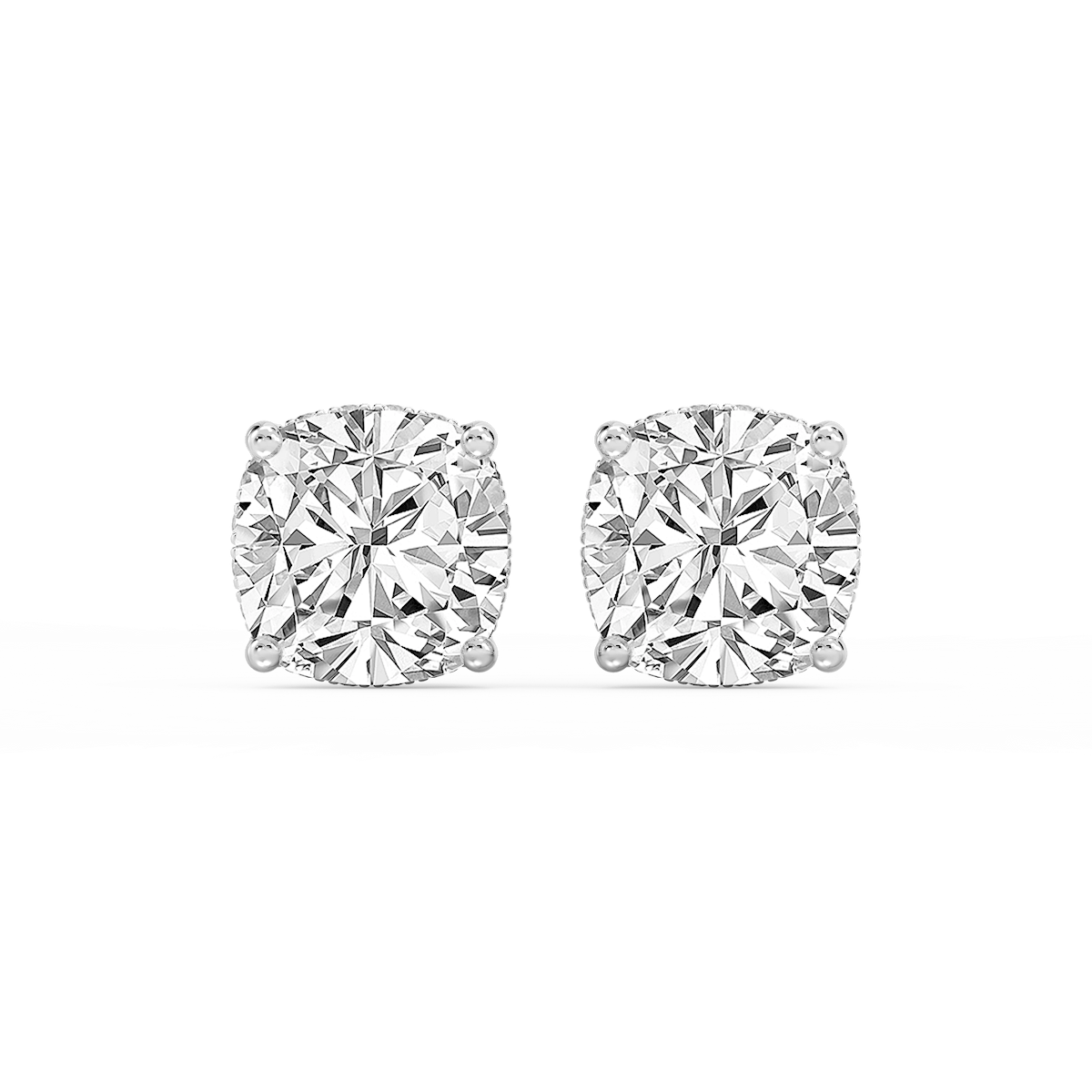 Cushion Lab Grown Diamond Hidden Halo Stud Earrings