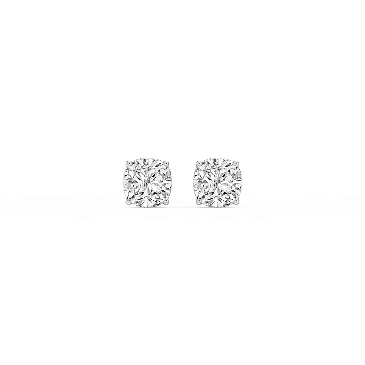 Cushion Lab Grown Diamond Hidden Halo Stud Earrings