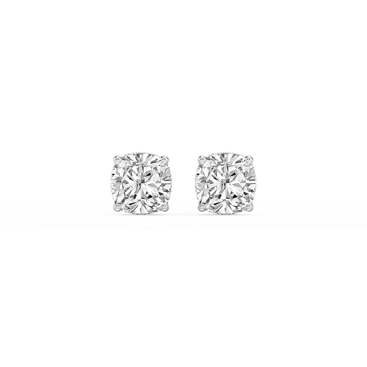 Cushion Lab Grown Diamond Hidden Halo Stud Earrings