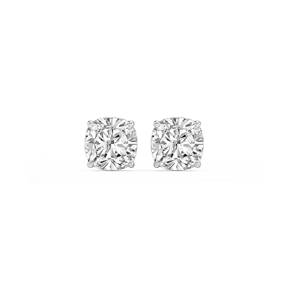 Cushion Lab Grown Diamond Hidden Halo Stud Earrings