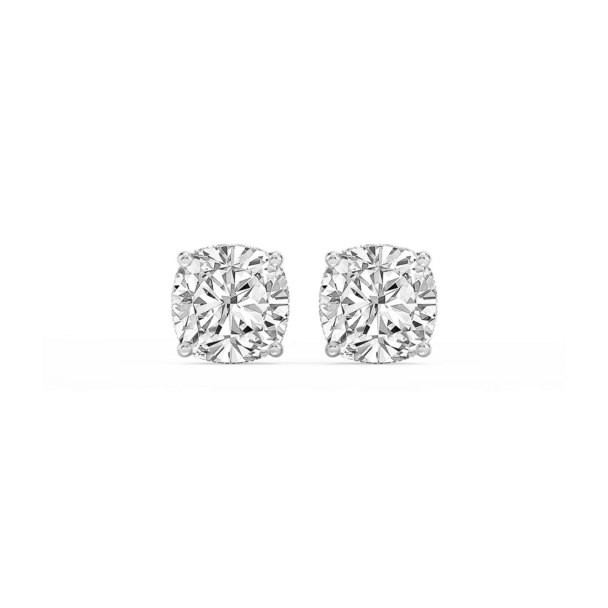 Cushion Lab Grown Diamond Hidden Halo Stud Earrings