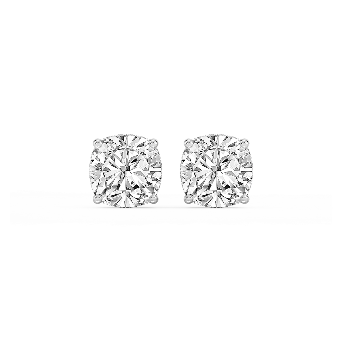 Cushion Lab Grown Diamond Hidden Halo Stud Earrings