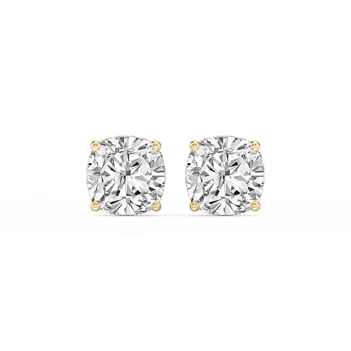 Cushion Lab Grown Diamond Hidden Halo Stud Earrings